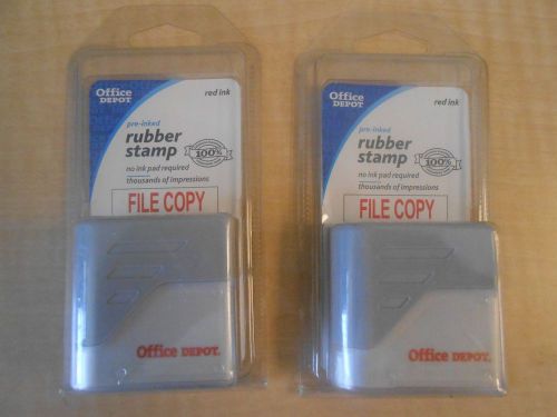 Office Depot File-Copy Pre-Inked Rubber Stamp Red Ink No Pad
