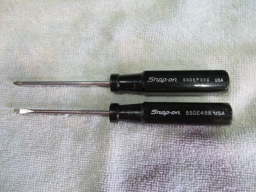 Snap-on Pair of Electronic Thin Blade Screwdrivers, #0 Phillips &amp; 1/8&#034; Flat, USA