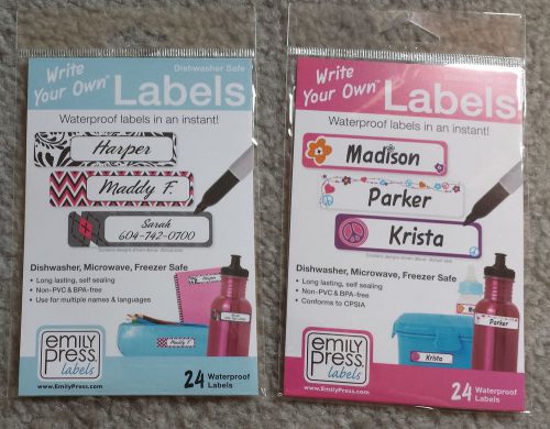 Emily Press Write Your Own Labels 2 Packs of 24 (48 Labels) NEW! Dishwasher Safe