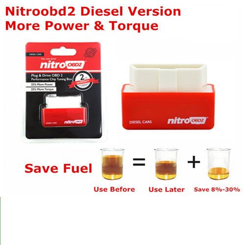 Free Shipping Red Plug Drive NitroOBD2 More Power ECU Chip Tuning Box For Diesel