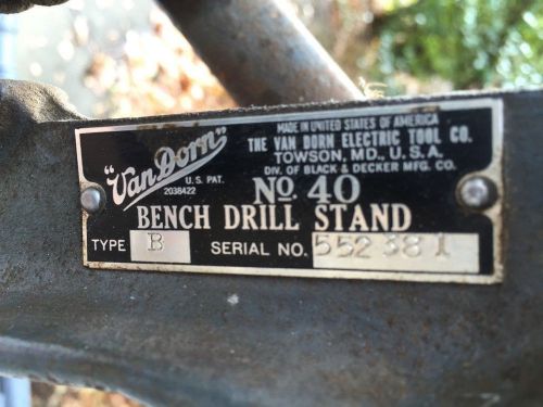Van Dorn #40 Bench Drill Stand, Nice Old Drill Press Stand From Grandpa&#039;s Shop