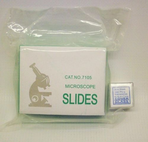 Lot 3 new 50 ground edge microscope slides 1x3&#034; no 7105 &amp; 100 20x20mm coverslips for sale
