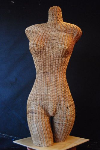 Vintage Solid Wicker Display Mannequin - Female Full Torso
