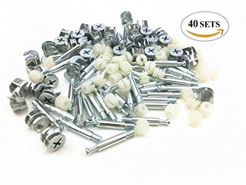 IFfree 40 Sets Zinc alloy Furniture Cam Fitting with Dowel and Pre-inserted Nut