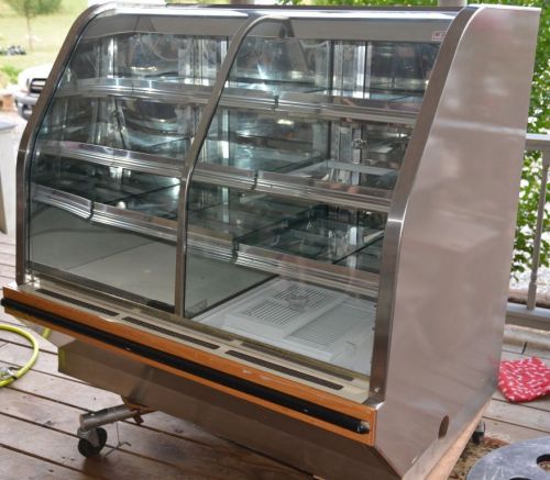 Barker deli pie bakery case refrigerated 48&#034; cooler divide display glass shelves for sale