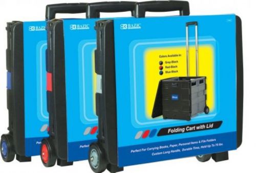 BAZIC 16 X18 X15 Folding Cart On Wheels W/Lid Cover (3 Carts In A Case) (3199-3)