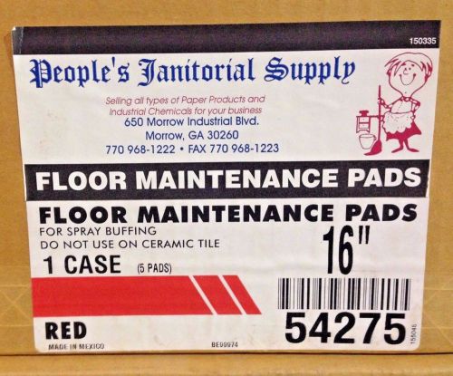 People&#039;s Janitorial Supplies Red 16&#034; Light Buffing Pads 1 box = 5 Pads BNIB!
