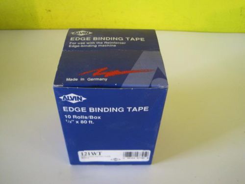 Alvin reinforced edge binding tape box of 10 rolls 1/2&#034; x 80 ft white new nib for sale