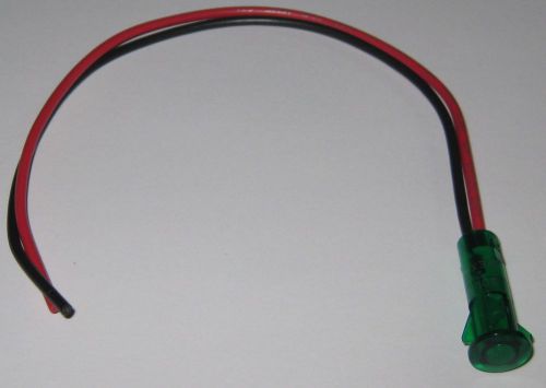 Solico 2v dc panel mount green led indicator w/ wires for 3/8&#034; hole - 0.5&#034; face for sale