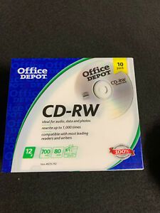 CD-RW 12x 700 mb 80 Mins. 10 pack brand new sealed Office Depot