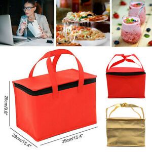 Red Gold Pizza Food Delivery Bag Insulated Thermal Storage Holder Outdoor Pic-sh