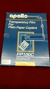 Apollo Plain Paper B/W Transparency Film, Letter, Clear, 100/box PP100C