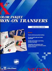 10 Xerox Color Inkjet Iron On Transfers 8.5 x 11 Inch