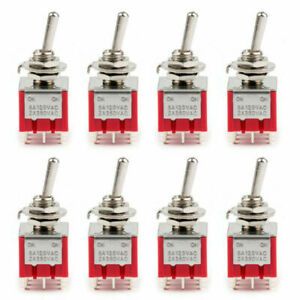 8Pc Mini 6mm MTS-302 Toggle Switch 9Pin 2 Position ON/ON 5A/125VAC 2A/250VAC USA