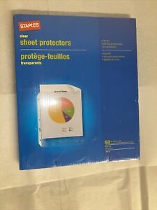STAPLES 50 Medium-Weight Top-Loading Clear Sheet Protectors Letter Size #10519