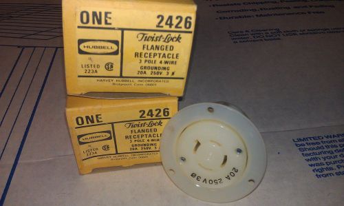 HUBBELL 2426 Twist-Lock Flanged Receptacle HBL2426 - 20 Amp NEW OLD STOCK - NOS