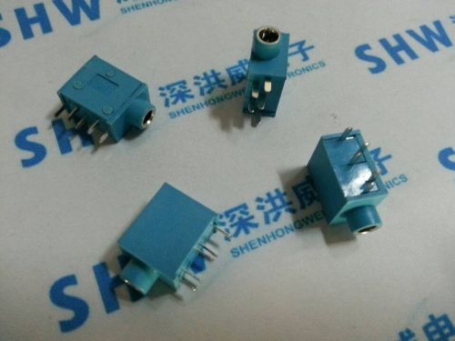 20pcs 3.5mm female audio connector 5 pin dip stereo headphone jack pj-325 blue for sale