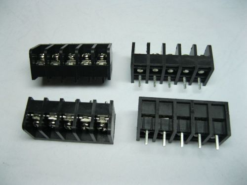 100 pcs screw terminal block connector 5 pin 6.35mm barrier type black dc29b for sale