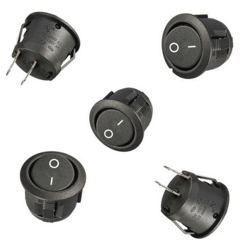 5Pcs Mini Round Black 2 Pin SPST ON-OFF Rocker Switch Button Black Rated Current