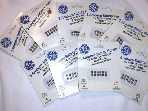 9 Packs Lot of 54 Holiday Time Replacement Miniature Fuses 120 Volt 3 Amp New