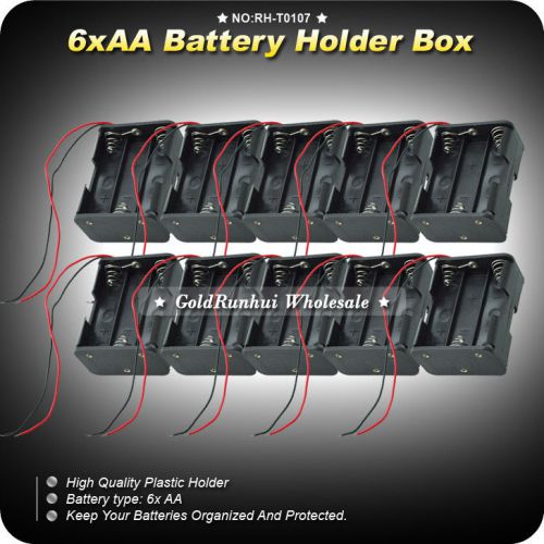 10pcs 6XAA 6xAA 6*AA 9V Battery Holder Box Case Wire
