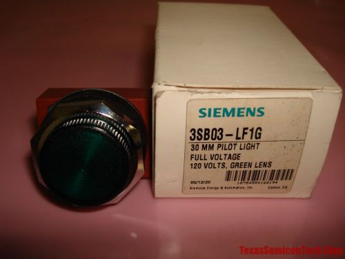 Siemens 3sb03-lf1g pilot light 30mm , full voltage, 120v green lens new - 3sb03 for sale