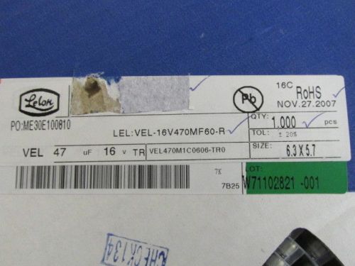 10000 pcs lelon vel-16v470mf60-r aluminum chip capacitor 47mfd 16volt for sale