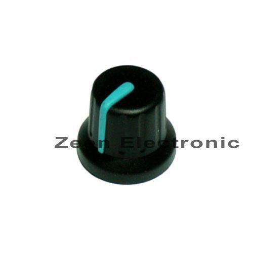 5 x BLACK Knob with GREEN Pointer for Potentiometer - FREE SHIPPING