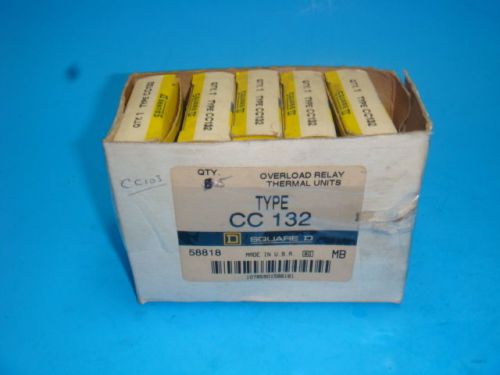NEW, LOT OF 5, SQUARE D, OVERLOAD RELAY THERMAL UNIT, CC132, NEW IN BOX