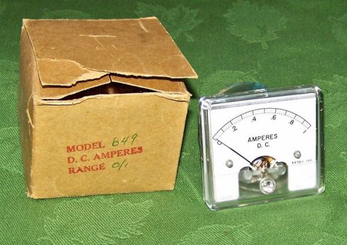 Vintage model 649 D.C. AMPERES 0-1 Panel Meter NEW IN BOX 2 5/8&#034; x 2 1/2&#034; inches