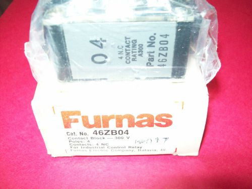 NEW FURNAS CONTACT BLOCK  300 VAC  MODEL 46ZB04 4 poles  For Control Relay