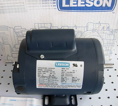 New hvac 1/2 hp motor u.s.a. leeson c4c34db20a 3450 rpm 1 ph 115/230 v for sale