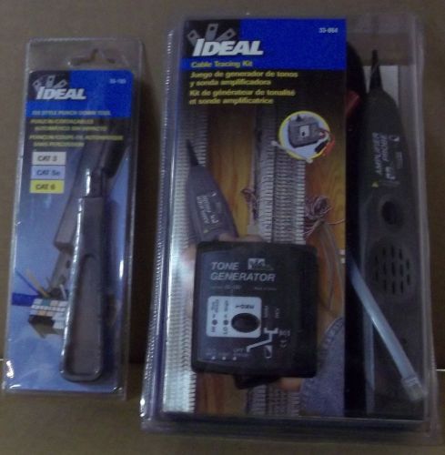 Ideal 33-864 tone generator and amplifier probe kit, with a  punch down tool. for sale