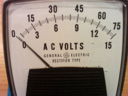 GE Voltage Meter panel mount analog meter Model-162 AC VOLTS 0-15 / 0-75–No Box