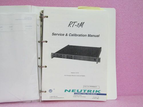 Neutrik Manual RT-1M Multitone Audio Test System Service Manual w/Schem. (1/97)