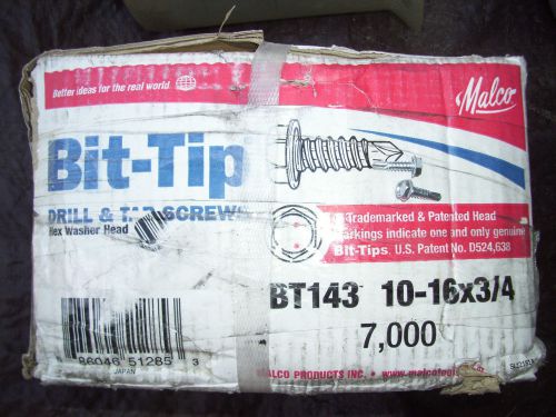 Malco Bit Tip Dril and tap screws,# BT143, Qty 7000, $129.00, Free shipping