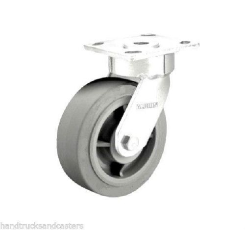 Set of 4 Swivel Plate Casters with Gray Soft Rubber 8&#034; x 2&#034; Performa Wheel 675#
