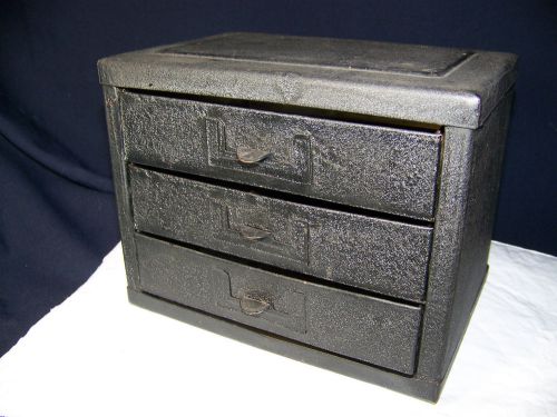 Vintage metal steel 3 drawer small parts cabinet storage organizer tool box for sale