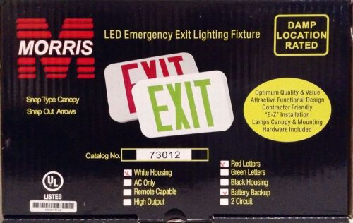 LED Exit Sign Red LED White Housing Battery Backup