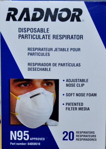 Radnor 64059510 N95 disposable particulate respirator (20ct box)