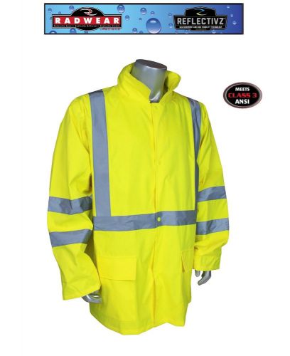 Radians rw10-3s1y hi-vis jacket - lightweight rain lime hi-viz jacket for sale