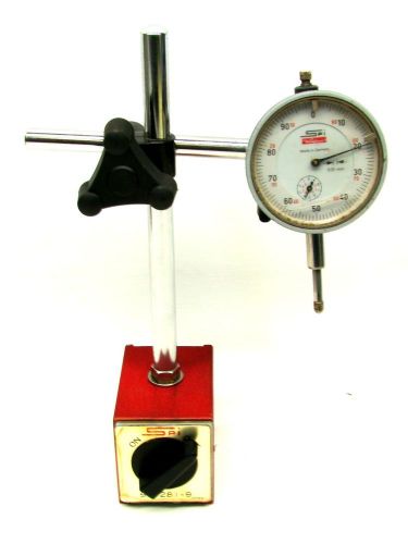 SPI magnetic dial gage holder 98-281-9 w/ SPI Dial gage .01MM