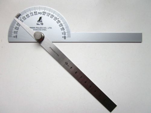 SHINWA Protractor No.19 Double Blades Stainless Steel Popular Size 62490 Japan