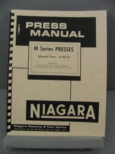 Niagara &#034;m&#034; series brake instructions manual &amp; parts list for sale