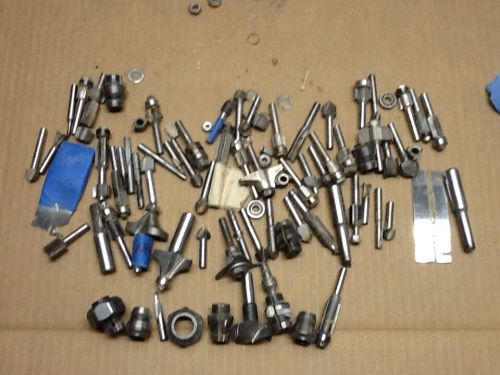 Huge Lot Of Router Bits Blades 60 + Many Different Styles Wood Working Power