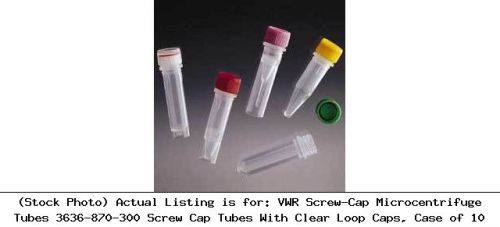 Vwr screw-cap microcentrifuge tubes 3636-870-300 screw cap tubes with clear loop for sale