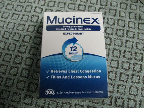 100 NEW SEALED Mucinex Expectorant Extended Release Bi-Layer Tablets exp 2016+