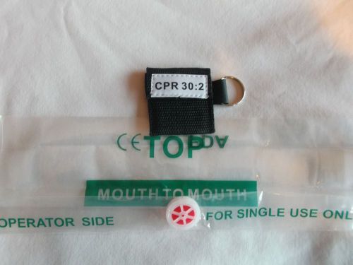50 Black CPR Mask Keychain Face Shield key Chain Disposable imprinted CPR 30:2