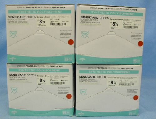 4 Boxes of 25pr ea Medline SensiCare Green Surgical Gloves #MSG1285