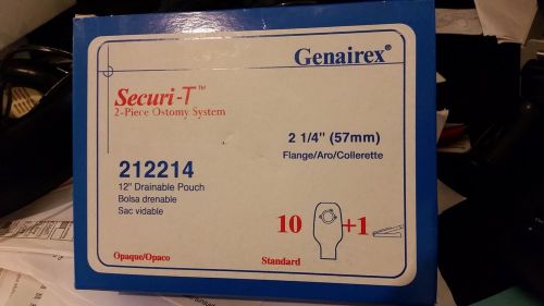 NEW GENAIREX SECURI-T 2 PIECE OSTOMY SYSTEM 2 1/4&#034; FLANGE DRAINABLE POUCH 212214